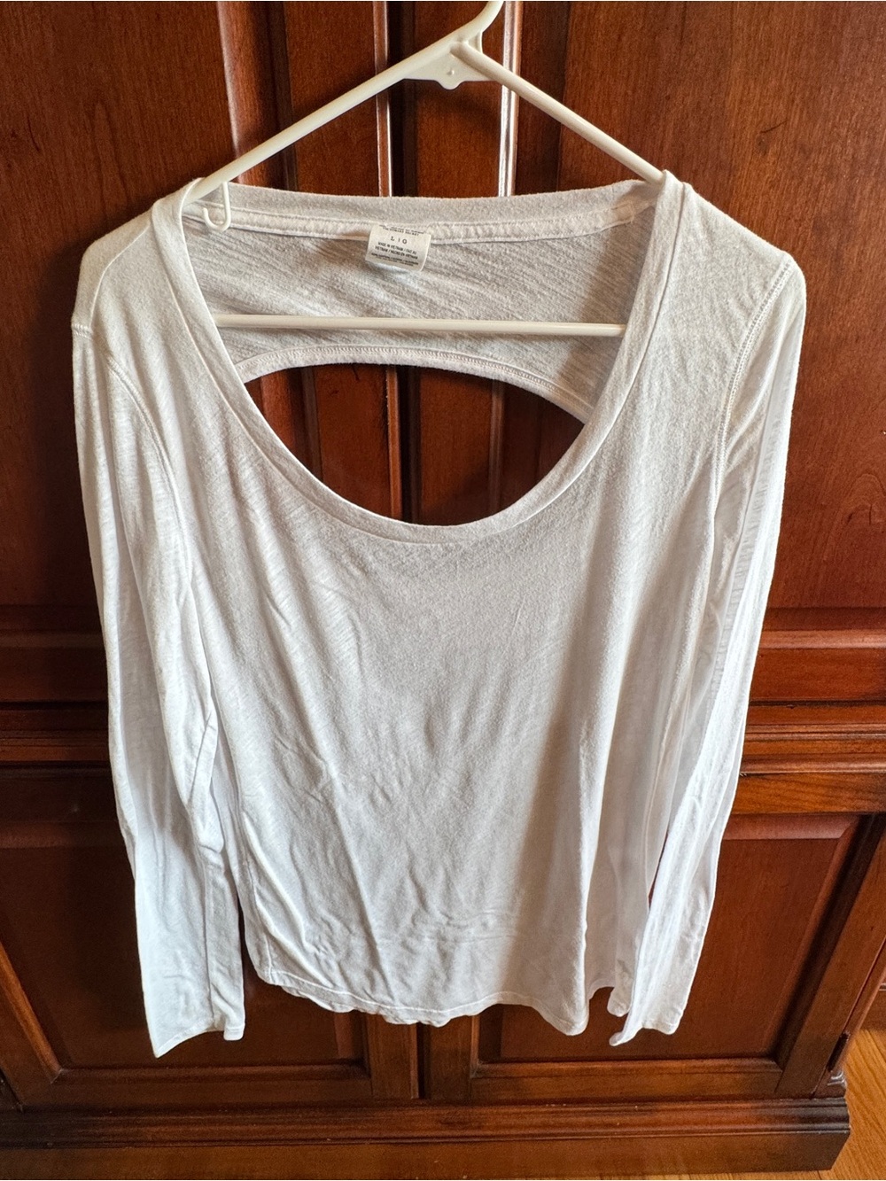 PINK Victoria's Secret White Long-Sleeve Scoop-Back Tee